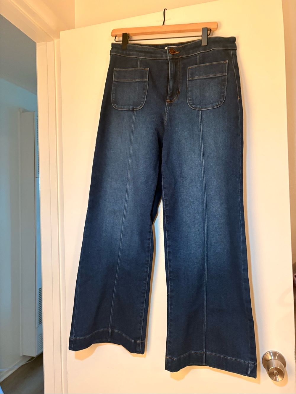 LC Lauren Conrad Dark Blue Boot Cut Jeans with Front Patch Pockets